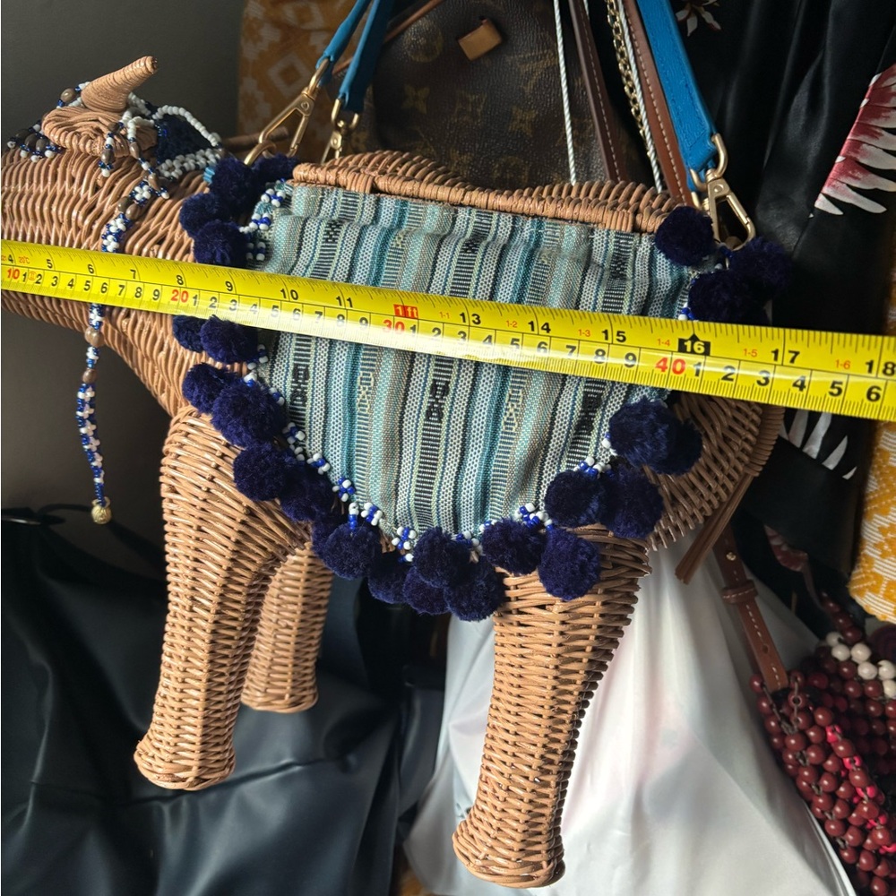 Chic Blue and Tan Woven Crossbody Bag - Picture 5 of 6